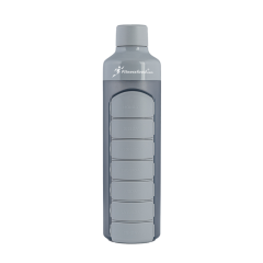 Wasserflasche 375 ml mit 7-Fächer Pillenbox