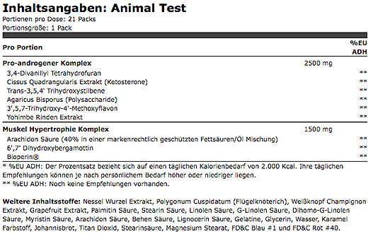 Universal Animal Test 21 Packs